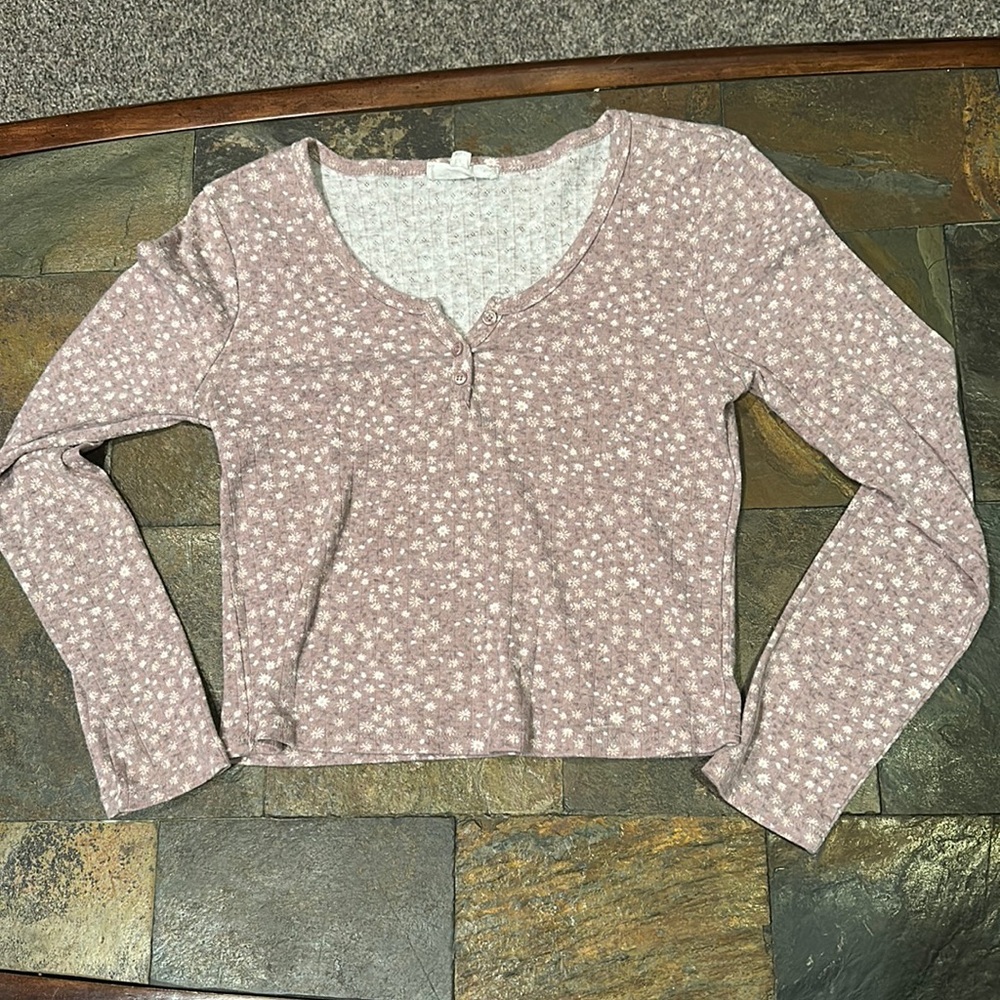 Flower printed long sleeve shirt
